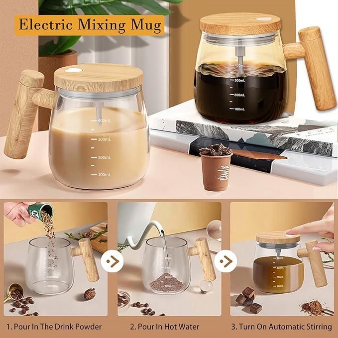 Self-Stirring Mug (400ml) – USB Rechargeable | Smooth Blends in Seconds | Travel-Friendly