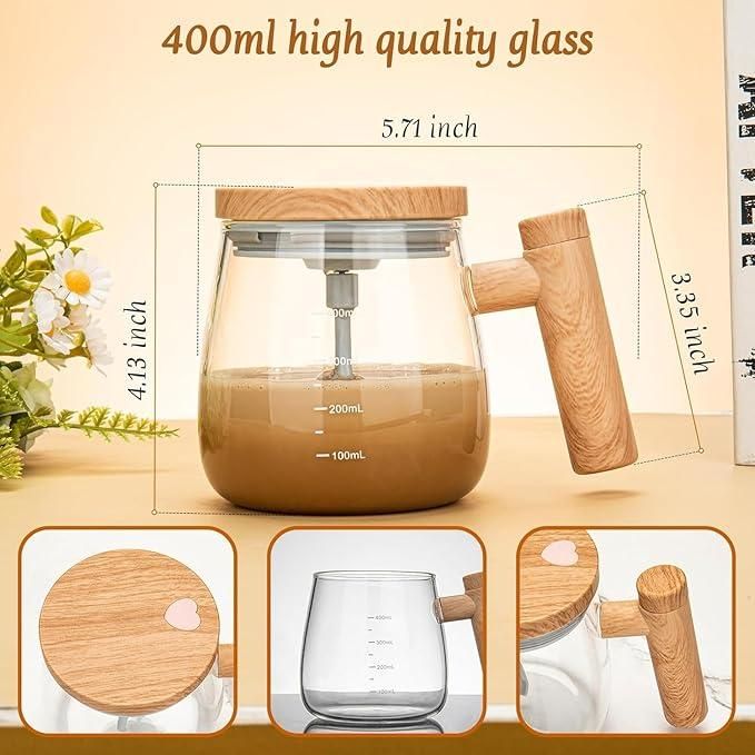 Self-Stirring Mug (400ml) – USB Rechargeable | Smooth Blends in Seconds | Travel-Friendly